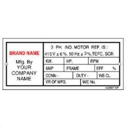 Induction Motors Label